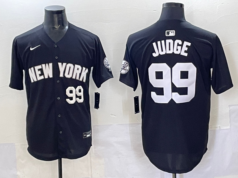 Men 2025 New York Yankees 99 Judge black Nike MLB Jersey style 7250011